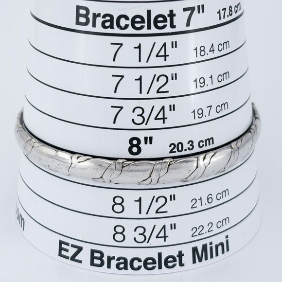 Vintage Taxco Mexico Sterling Silver 925 Textured Bangle Bracelet 8" - Picture 5 of 6